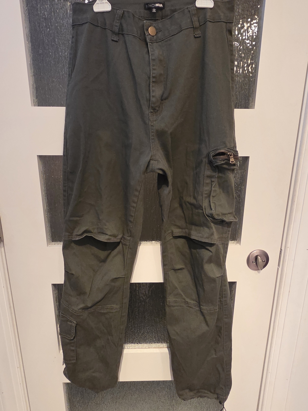 Fashion Nova Womens Olive Green Cargo Pants with Utility Pockets